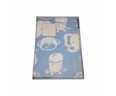 Copertina coperta pile T&R baby culla carrozzina bimbo neonato bianco celeste TU