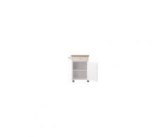 Homcom Mobiletto Carrello da Cucina in Legno e Bambù, Bianco, 70x45.7x90cm