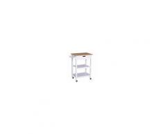 Homcom Carrello da Cucina Salvaspazio a 2 Ripiani con Cassetto in Legno, Bianco, 64x39x84.5cm