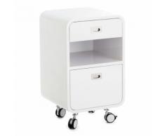 Cassettiera su ruote Plano in MDF bianco lucido