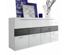 Comò Line in bianco lucido e rovere wengè