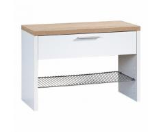 Panca portascarpe Top in bianco opaco e essenza rovere fresato