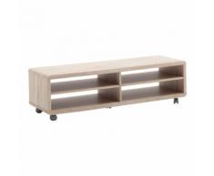 Mobile porta TV Jeff 7 XL in essenza rovere fresato con ruote
