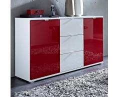 Comò Colorado II.2 in bianco e rosso lucido