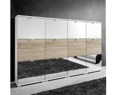 Scarpiera Colorado VI in bianco, specchio e rovere Sanremo