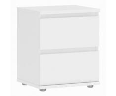 Comodino Raja con 2 cassetti in bianco opaco