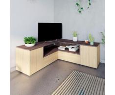 Mobile porta TV angolare Angle in effetto cemento ed essenza rovere