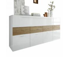 Comò Line in bianco lucido e rovere miele