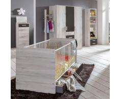Lettino per bambini Acanto in rovere sbiancato con cassettone