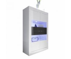 Vetrina Basic con 4 ante in bianco e antracite lucido