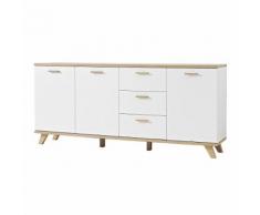 Comò Oslo III in bianco opaco e rovere Sanremo