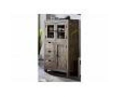 Mobiletto dispensa in legno sheesham - oliato 90x45x148 NATURE GREY #62