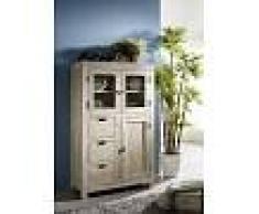 Mobile dispensa in legno acacia - laccato 90x45x148 NATURE WHITE #62