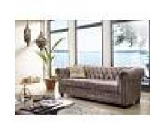Divano Chesterfield - argento 203x86x72 OXFORD