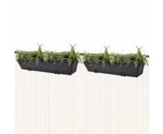 vidaXL Set Fioriera Trapezoidale in Rattan 2 pz 80 cm Nera per Balcone