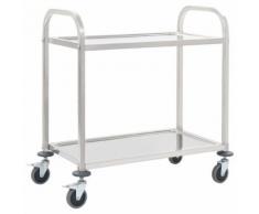 vidaXL Carrello da Cucina a 2 Livelli 87x45x83,5 cm in Acciaio Inox