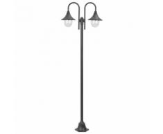 vidaXL Lampione da Giardino E27 220 cm in Alluminio 2 Lampade Bronzo