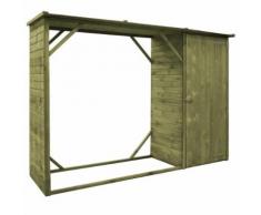 vidaXL Capanno per Attrezzi e Legna Giardino in Pino FSC 253x80x170cm