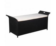 vidaXL Cassapanca con Cuscino 138 cm in Polyrattan Nero