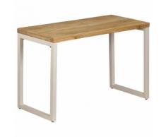 vidaXL Tavolo da Pranzo 115x55x76 cm Legno Massello di Mango e Acciaio