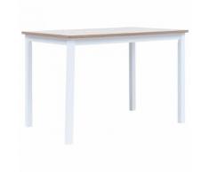 vidaXL Tavolo da Pranzo Bianco Marrone 114x71x75cm Massello di Hevea