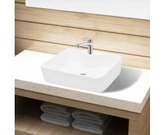 vidaXL Lavandino Bagno in Ceramica Bianca Quadrato con Foro per Rubinetto