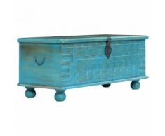 vidaXL Cassapanca in Legno Massello di Mango Blu 100x40x41 cm