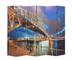 vidaXL Paravento Pieghevole 228x170 cm Stampa Harbour Bridge di Sydney
