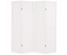 vidaXL Paravento Pieghevole 4 Ante Stile Giapponese 160x170cm Bianco
