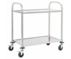 vidaXL Carrello da Cucina a 2 Livelli 107x55x90 cm in Acciaio Inox
