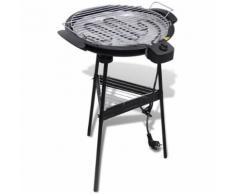 vidaXL Barbecue elettrico rotondo con supporto BBQ Grill da giardino