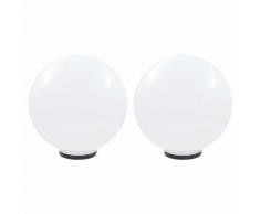 vidaXL Set Lampade a LED Sferiche 2 pz 50 cm in PMMA