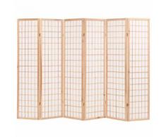 vidaXL Paravento Pieghevole 6 Ante Stile Giapponese 240x170cm Naturale