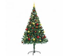 vidaXL Albero di Natale Artificiale Decorato Palline LED 150 cm Verde