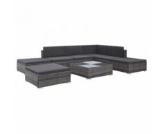 vidaXL Set Divani da Giardino 8 pz con Cuscini in Polyrattan Grigio