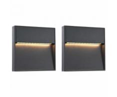 vidaXL Lampade da Parete da Esterno a LED 2 pz 3 W Nere Quadrate