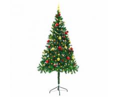 vidaXL Albero di Natale Artificiale Decorato Palline LED 180 cm Verde