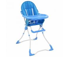 vidaXL Seggiolone Pappa per Bambini Blu e Bianco