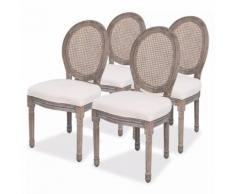 vidaXL Sedie per Sala da Pranzo 4 pz in Tela e Rattan