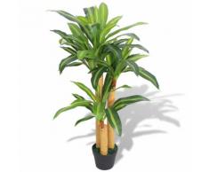 vidaXL Dracena Pianta Artificiale con Vaso 100 cm Verde
