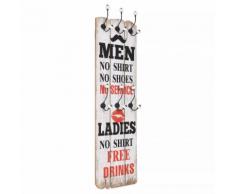 vidaXL Appendiabiti da Parete con 6 Ganci MEN LADIES 120x40 cm