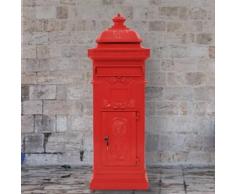 vidaXL Cassetta della Posta in Alluminio Inossidabile Vintage Rossa