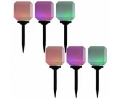 vidaXL Lampade Solari da Esterni a LED 6 pz Cubiche 20 cm RGB