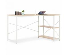 vidaXL Scrivania per Computer Bianco e Rovere 120x72x70 cm