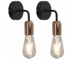 vidaXL Lampade da Parete 2 pz Nero e Rame E27