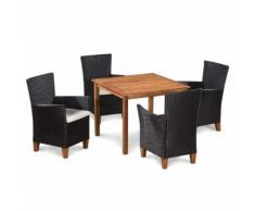 vidaXL Set da Pranzo da Giardino 5 pz in Polyrattan Nero e Marrone