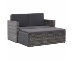 vidaXL Set Divani da Giardino 2 pz con Cuscini in Polyrattan Grigio