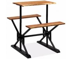 vidaXL Tavolo da Bar con Panche in Massello di Acacia 80x50x107 cm