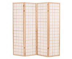 vidaXL Paravento Pieghevole 4 Ante Stile Giapponese 160x170cm Naturale