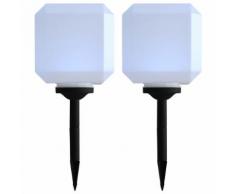 vidaXL Lampade Solari da Esterni 2 pz a LED Cubiche 20 cm Bianco